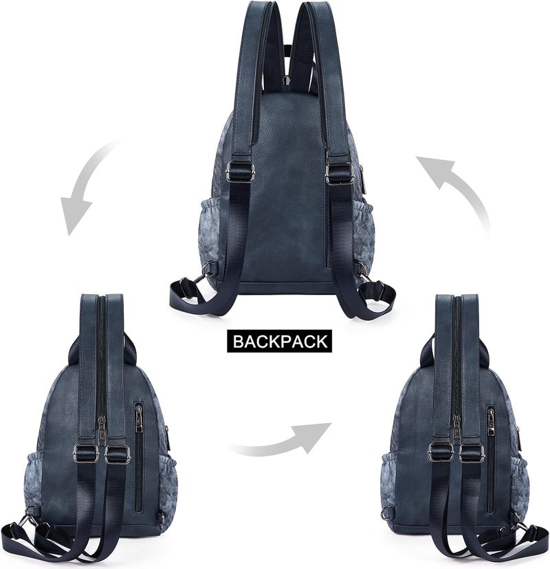 CLUCI Sling Bag for Women Leather Women's Backpack Small Convertible Backpack Purse Crossbody Bag for Travel - Image 3